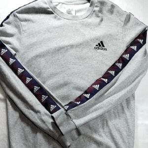 Adidas Gray Sweatshirt with Black and Red Accents